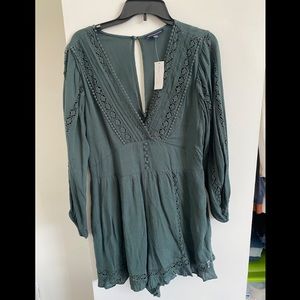 Green lace romper